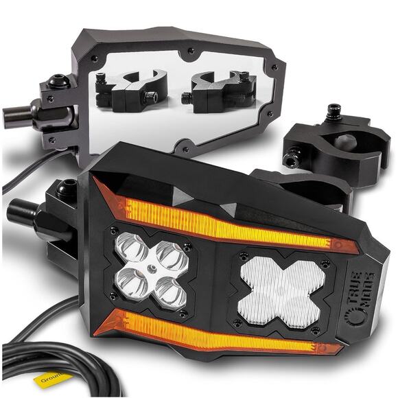 UTV Side Mirrors w/ Amber Turn Signals & LED Pods – Fits RZR Ranger Can-Am - Picture 1 of 8